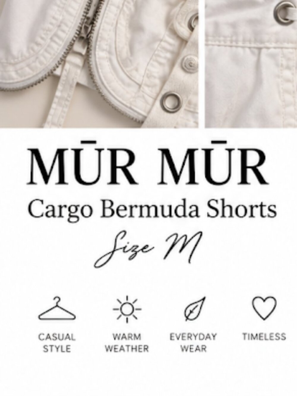 Anthropologie MÜRMÜR White Cargo Bermuda Shorts Size M Utility Y2K - Picture 11 of 11